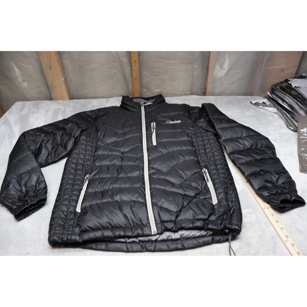 Cloudveil Down Jacket Mens Large Black Insulated Light Pack Ski Quilted Puffer